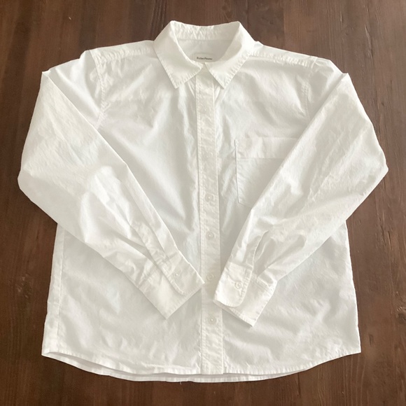 Richer Poorer White Button Down Shirt XS Cotton Classic Minimalist - Picture 4 of 11